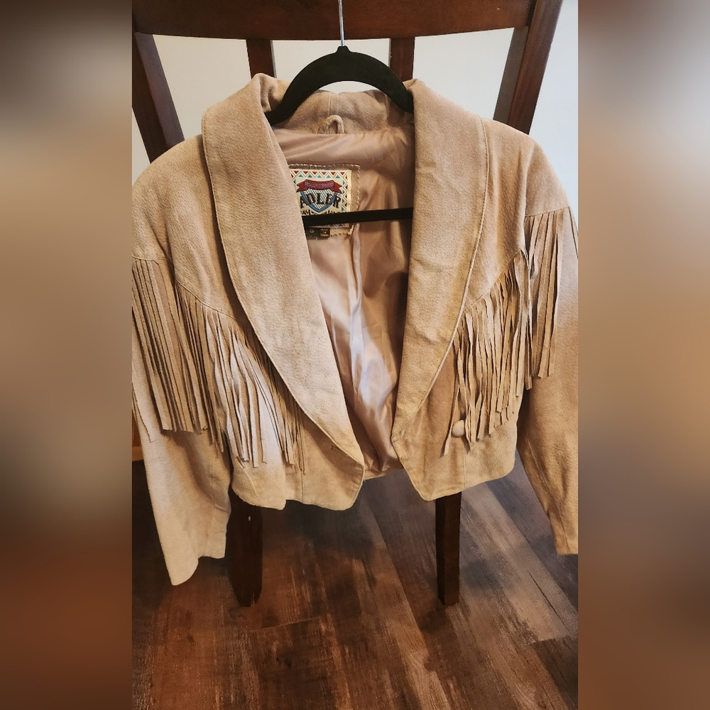 vintage suede cowgirl jacket w fringe